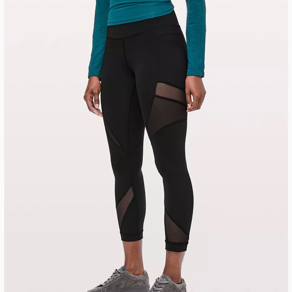 lululemon athletica Black High-Waist Mesh-Trim Leggings